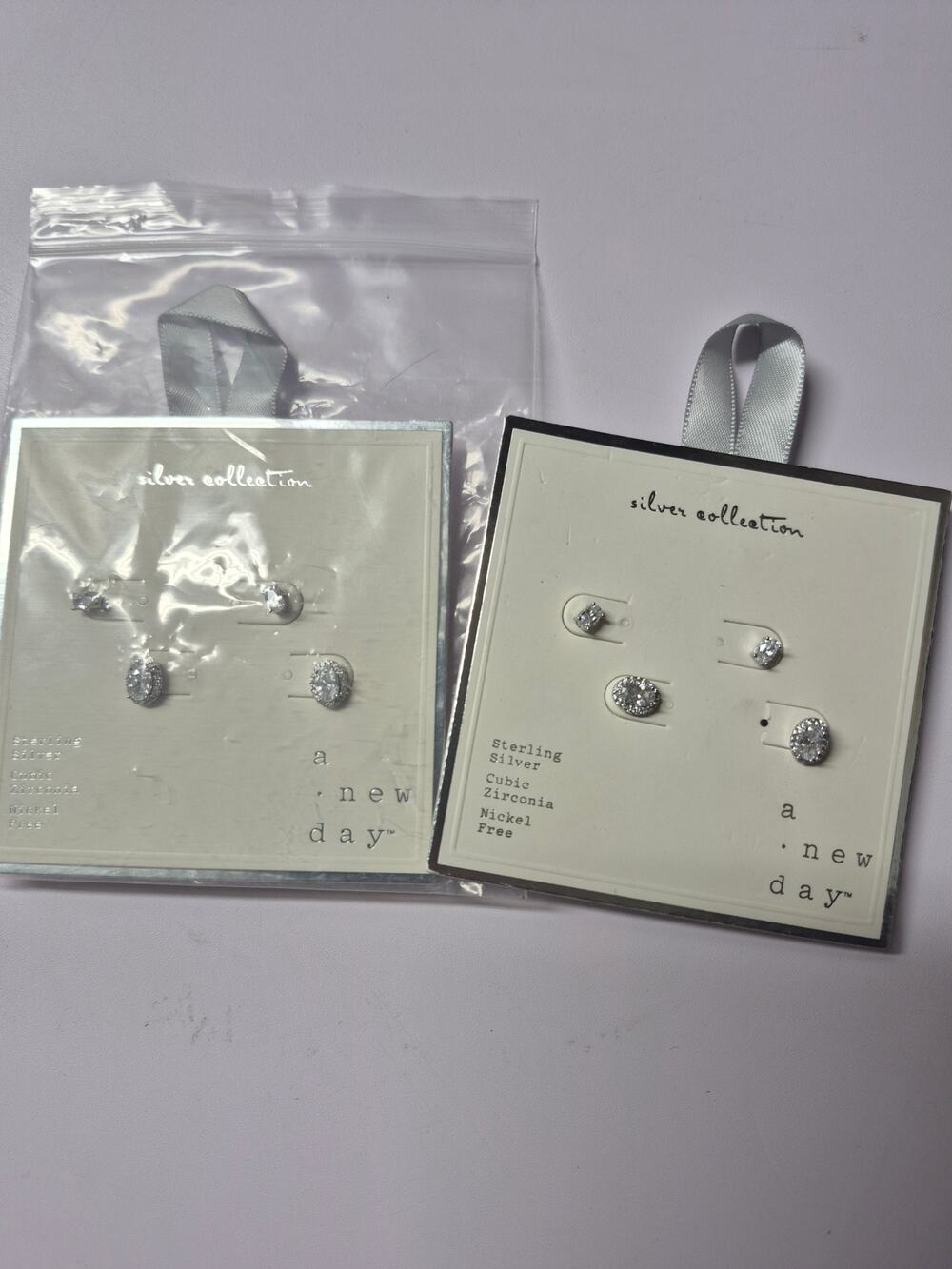 Target 4 Piece Small Sterling Silver Square & Oval Earrings Nickel Free Bundle